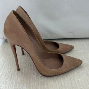 Christian Louboutin So Kate Heels in Nude Calfskin Leather